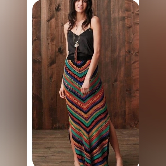 Boho Knit Maxi Skirt Retro Western Size XL - EUC! - Picture 10 of 14